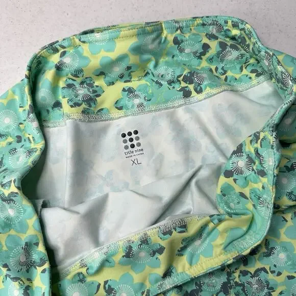 Title Nine Skirt Womens XL Diamalete Green Mint Floral Zip Pockets Golf EUC - Picture 6 of 8